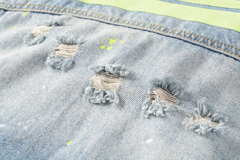 KIMSERE мужские Hi Street рваные окрашенные джинсовые куртки с дырками модная уличная разрушенная Джинсовая Верхняя одежда для водителя грузовика брендовая дизайнерская