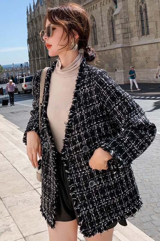 Новая женская одежда женский костюм Блейзер клетчатое Пальто Блейзер большого размера плюс размер женские блейзеры и куртки