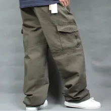 Мужские утолщенные Брюки Осень Зима повседневные Свободные Комбинезоны Хлопок Высокая талия брюки карго мужские брюки Мужская одежда Размер XL-6XL