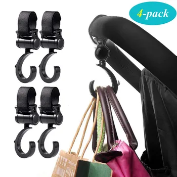

Baby Stroller Bag Hooks Accessories Hanger Child Hanging Pushchair Car Hook Clip Pram Rotate Metal Convenient Organizer 4-pack