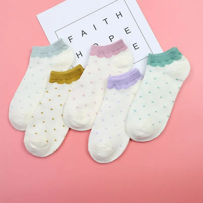 Модные женские носки из хлопка ярких цветов, весенние и летние носки, 5 цветов, ботильоны