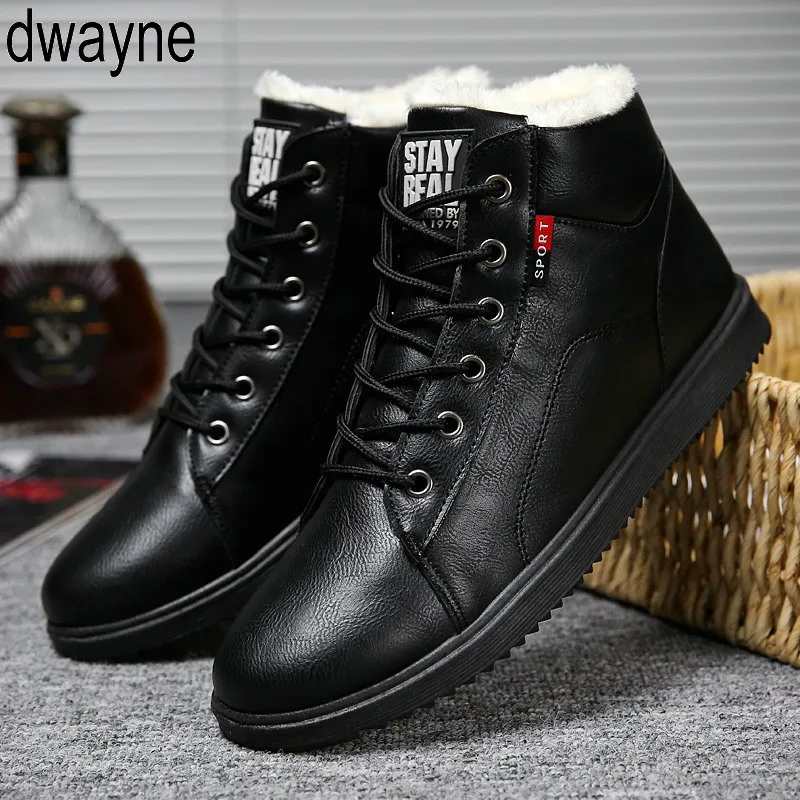 

Ankle boots men black large siae 6-11.5 winter boots men shoes warm fur snow boots men wear-resistant adult male tennis yhn7