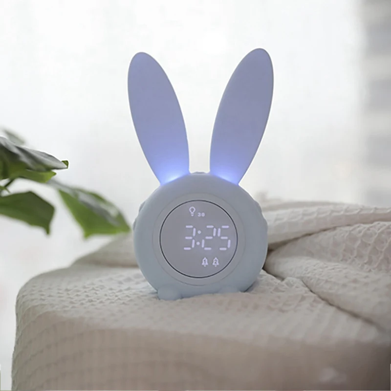 Bunny Kids Alarm Clock Children's Sleep Trainer Clock for Kids Sleep Timer with Digital Thermometer Touch Control and Snoozing