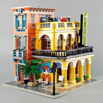 

NEW In Stock 10002 3158pcs Advanced Model Street Cafe Havana Shining Building Blocks Bricks Kids toys Christmas Gift
