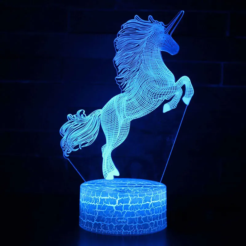  Linson 3D unicorn Led Light unicorn Animal Lamp Led Night Light USB Desk Table Lamp Luminaria Home  - 4000184321993