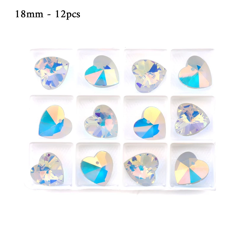 18mm - 12pcs QIAO высокое качество несколько форм кристалл AB одежда бусины разноцветные ювелирные изделия стеклянные модные подвески, DIY аксессуары - Цвет: 18mm - 12pcs