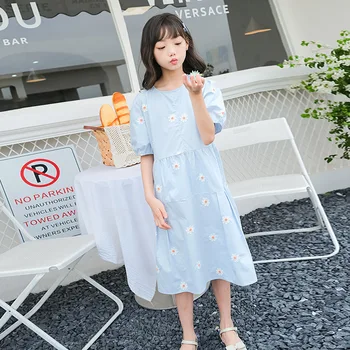 

Teen Girls Floral Dress 2020 New Kids Girls Cute Princess Dresses Children Summer Clothes Fashion Embroidery Girls Dress, #0129