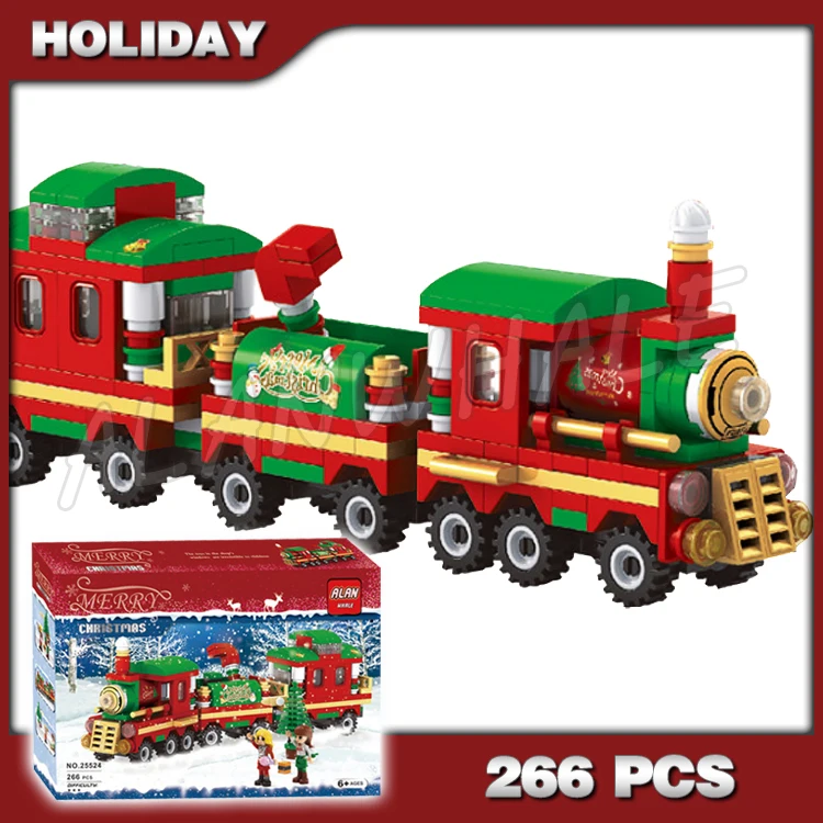 

266pcs Creator Winter Holiday Christmas Train Locomotive Carriages 25524 Model Building Blocks Toys Bricks Compatible with Lego