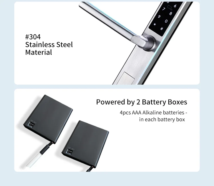 Waterproof Double-sided Gate Lock Fingerprint Lock APP RFID Code Keyless Smart