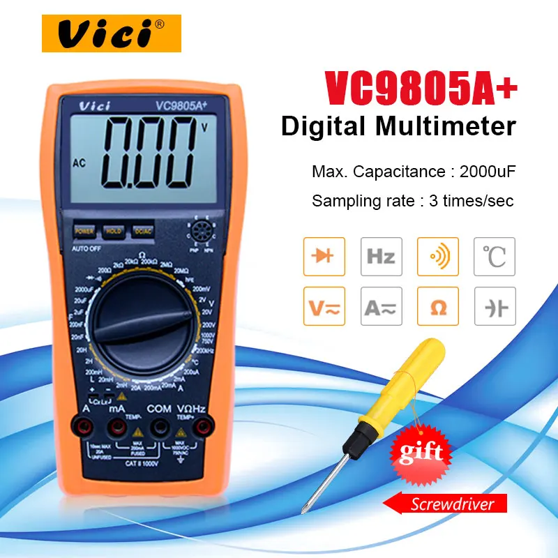 Цифровой мультиметр VICI VC9805A + измеритель температуры индуктивности емкости