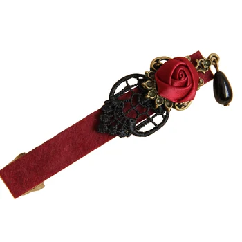 

1PC Rose Hairpin Lace Imitation Pearl Durable Elegant Flower Hairpin Barrette Hair Clip for Party Cosplay Performance