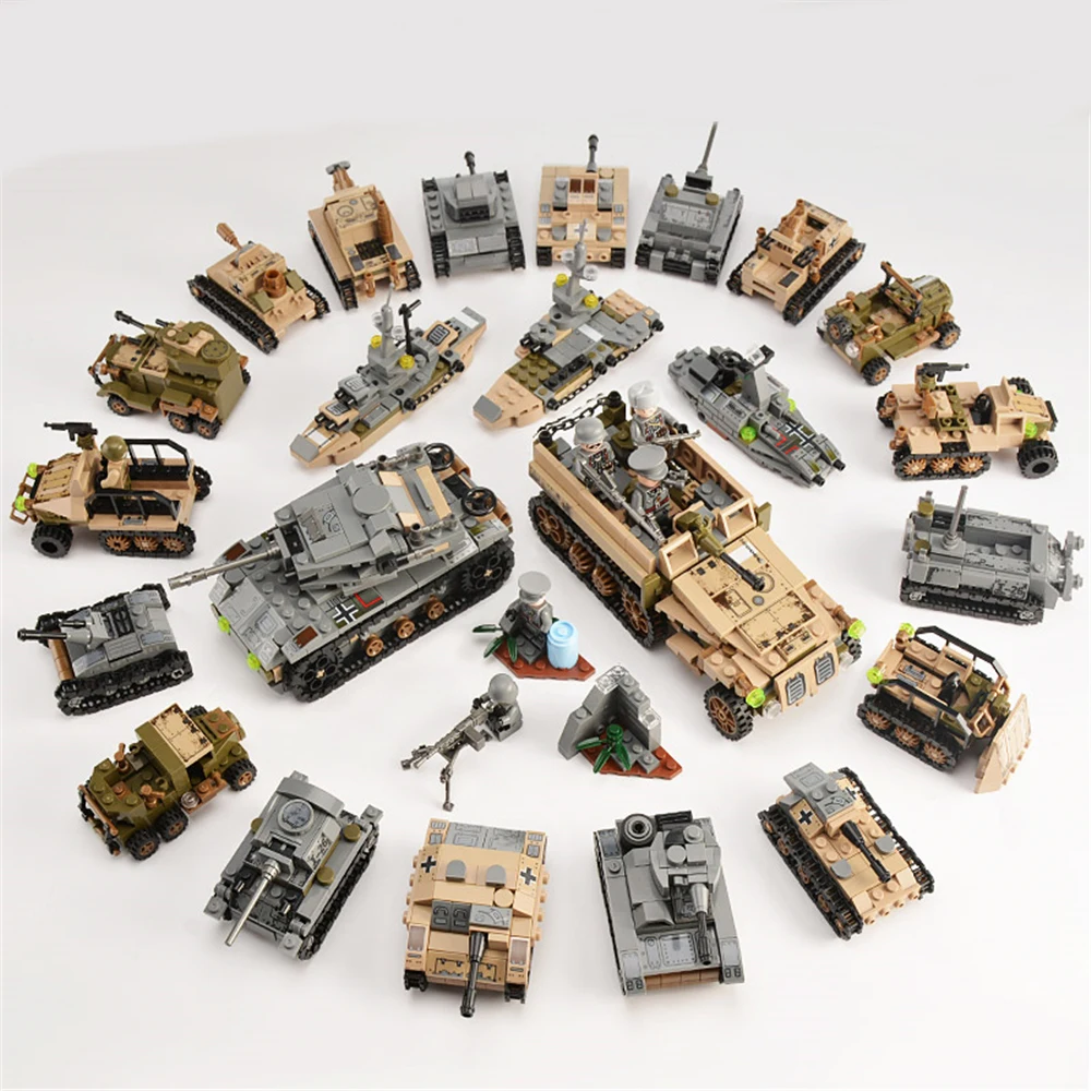 Cena 1061 sztuk Tank Building Blocks zabawki helikoptery Minifigure pojazd samolot chłopiec klocek edukacyjny wojskowy kompatybilny LegoED cegły