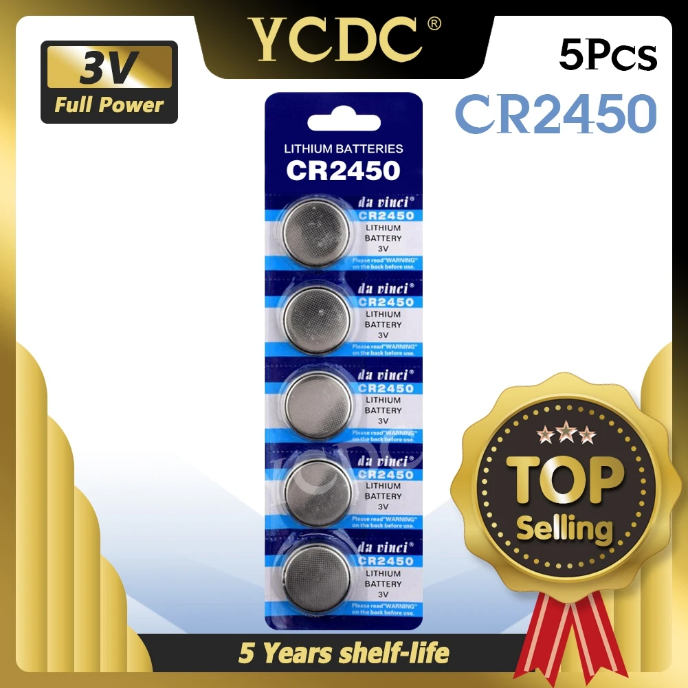 YCDC 5 шт. CR2450 Кнопочная батарейка 2450 ECR2450 KCR2450 5029LC LM2450 3 в литиевая батарея для часов