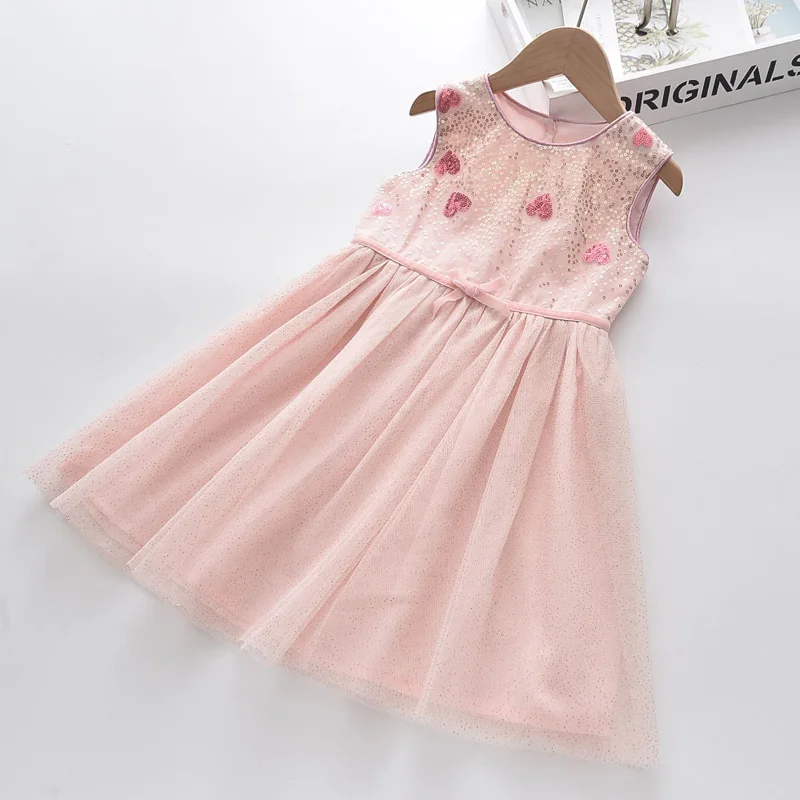 Платья для девочек Новинка лета 2021 детская одежда милое Сетчатое платье