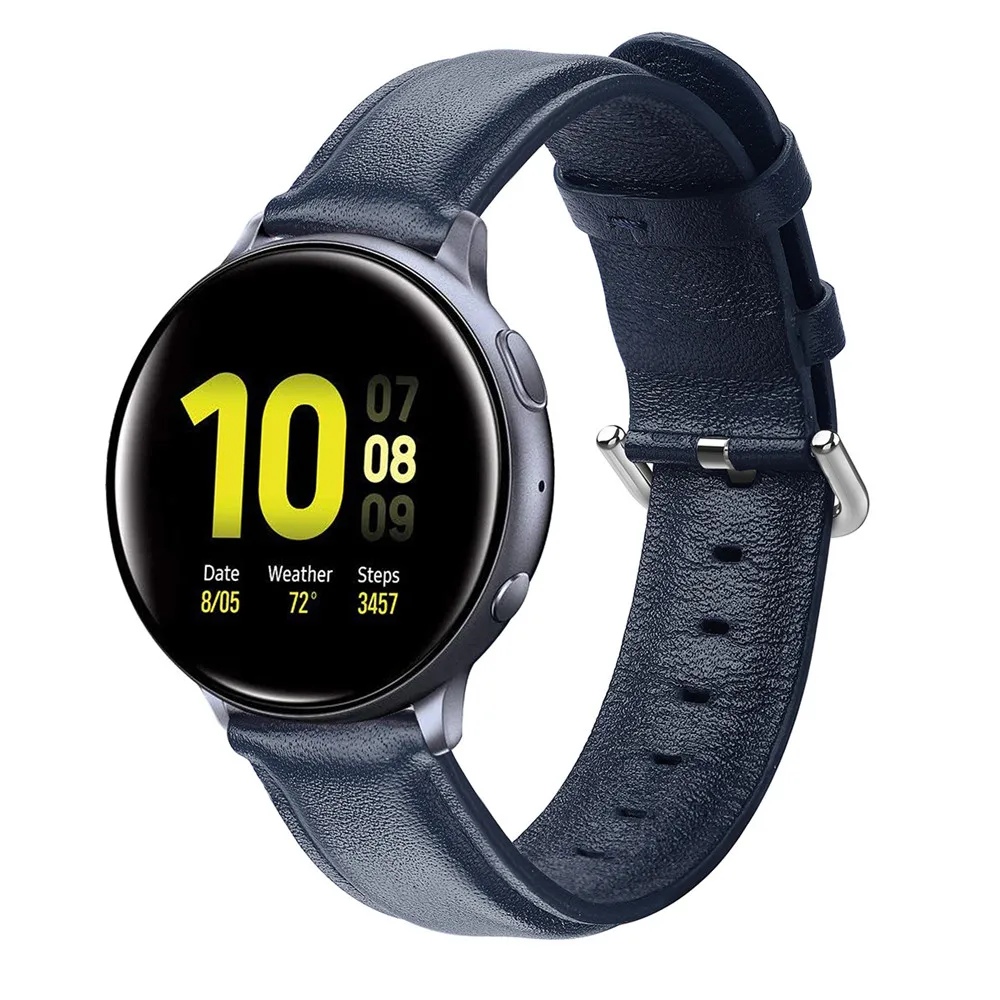 20 мм 22 мм кожаный ремешок для Galaxy Watch Active 2 40 мм 44 мм браслет для Amazfit Bip наручный ремешок для huawei Watch GT 2 46 мм