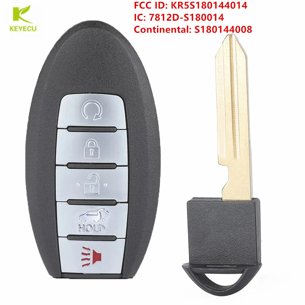 KEYECU Replacement Smart Key Fob 433.92MHz ID47 for Nissan Pathfinder 2013-2016 Murano 2013 2014 KR5S180144014 Cont #:S180144008 |