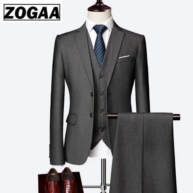 ZOGAA 2019 Male Wedding Dress Custom Made Groom Tuxedos Men's suits Tailor Suit Red Blazer Suits For Men 3 Pcs Jacket+Pants+Vest