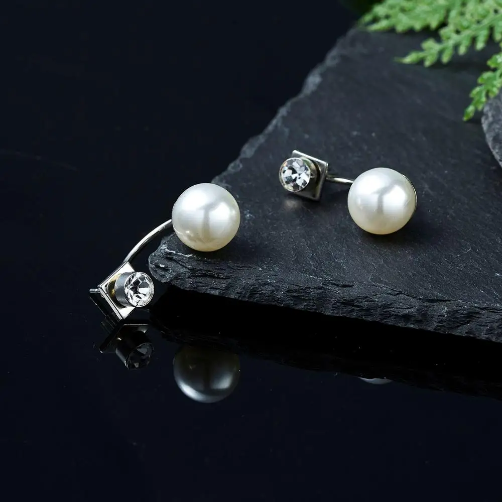 Модные Винтажные серьги-гвоздики с искусственным жемчугом, простые круглые стразы, романтические милые серебряные жемчужные металлические серьги-гвоздики, подарок