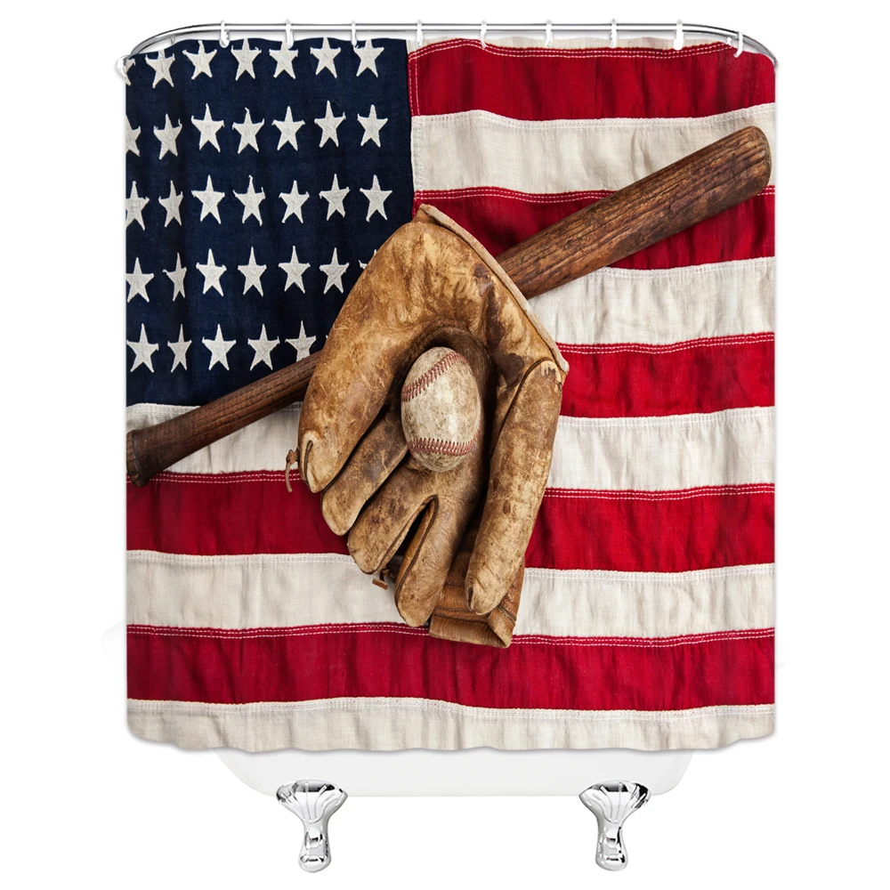 USA Football Sports Print Waterproof Motion Shower Curtain Polyester Fabric Bath Home Bathroom with 12 Hooks Curtains | Дом и сад