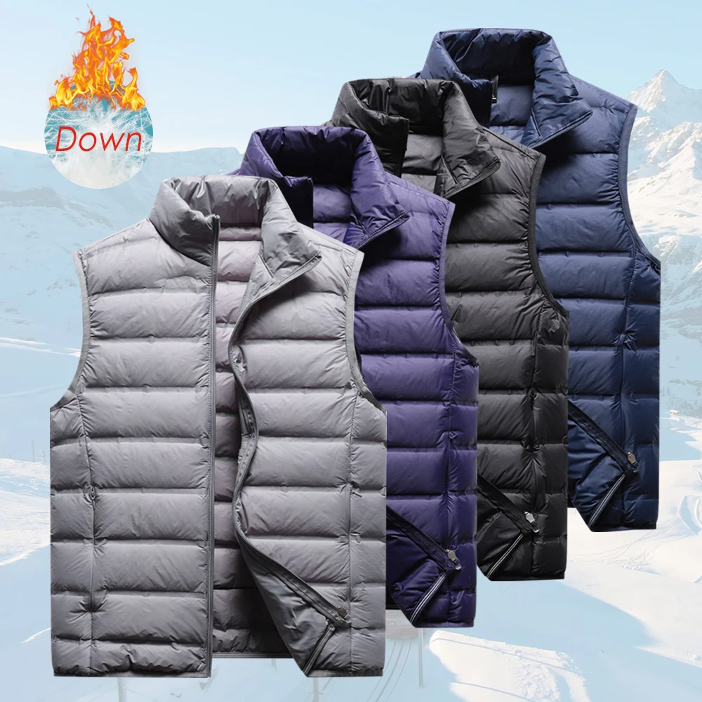 8XL Men Winter Ultralight Classic Warm Down Sleeveless Jacket Vest Waistcoat Autumn Casual Outwear White Duck Down Vest down jacket,mens jacket,men down vests