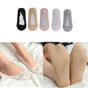 

2 Pairs Fashion Womens Lace Antiskid Invisible No Show Low Cut Socks Hidden Socks Lace Invisible Boat Socks skarpetki calcetines