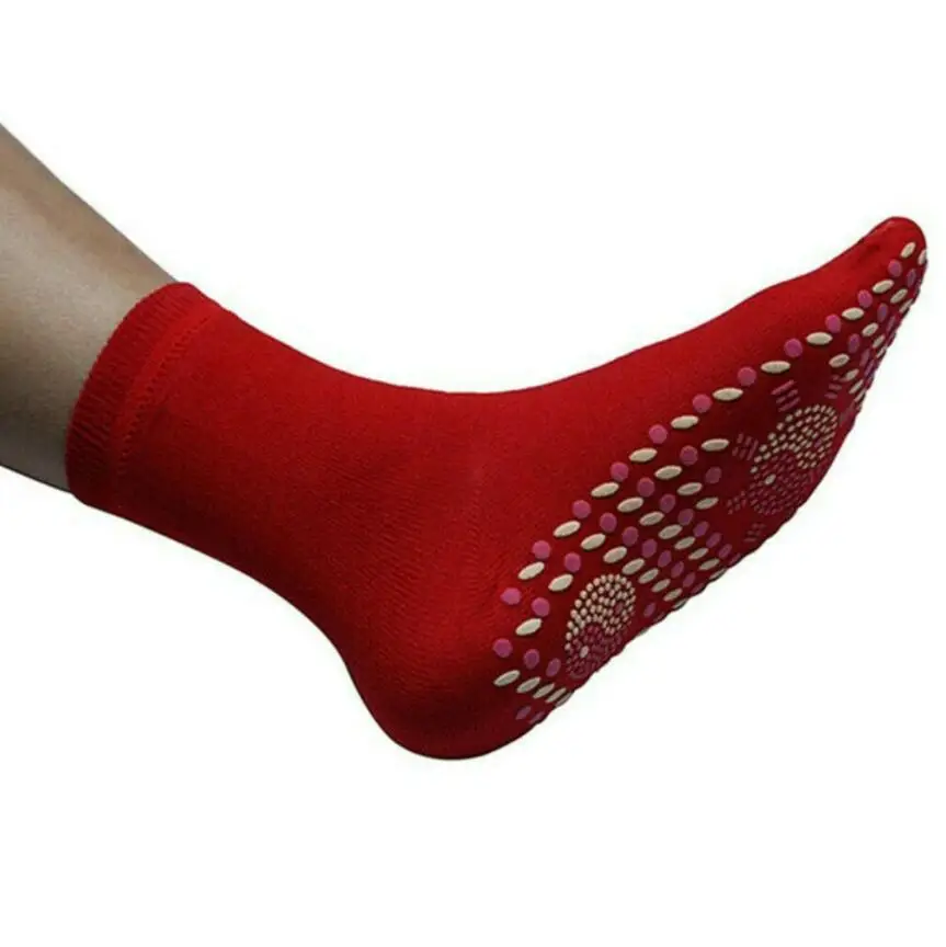 Унисекс Самонагревающиеся лечебные носки турмалин для магнитной терапии удобный и дышащий массажер для ног теплая нога - Цвет: Red