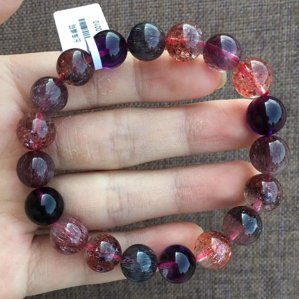 

10.8mm Natural Super Seven Melody Stone Rutilated Lepidocrocite Quartz Bracelet Women Love Crystal Round Beads Jewelry AAAAA