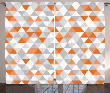 

Geometric Curtains Triangles Argyle Polygon Patterns Vibrant Colors Zigzag Ornament Living Room Bedroom Window Curtain Orange