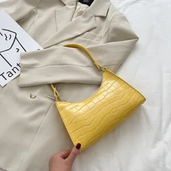 Elegant Alligator Pattern PU Leather Handbag - 24.5x7x15cm (Yellow)