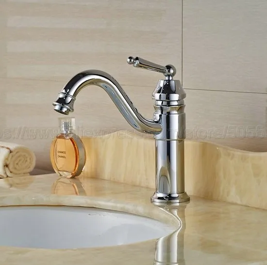 

Bathroom Faucet Polished Chrome Single Handle Hot & Cold Water Mixer Taps Wash Basin Bathroom Deck Mounted Faucet znf206