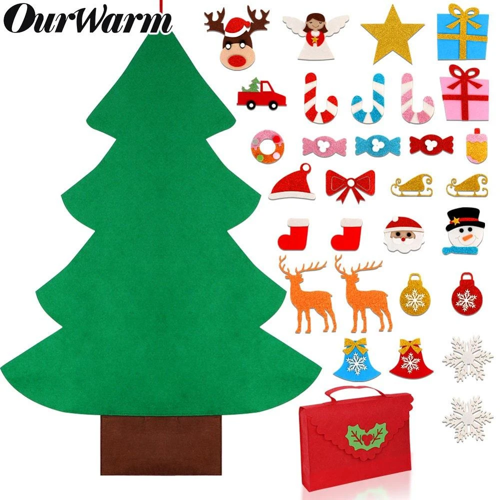 31pcs Felt Christmas Tree Wall Hanging Crafts Gifts Xmas Decor Party