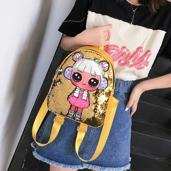 

2020 New Fashion Women's Korean-Style Backpack Cartoon Pu Sequined Backpack