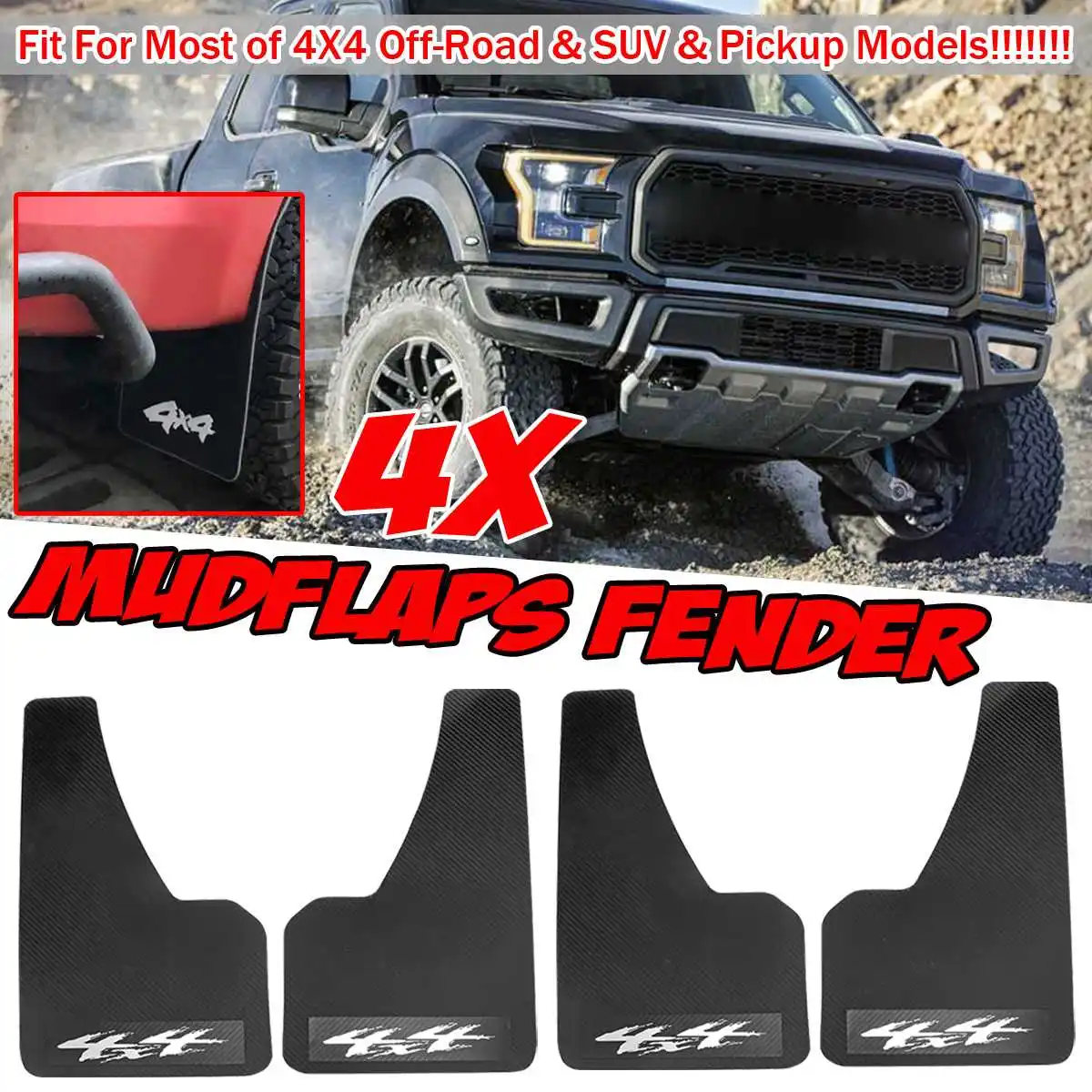 4PCS Universal Mud Flaps Splash Guards Mudflaps Fender Flares For Most