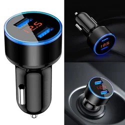Cargador de coche USB Dual 3.1A, 2 puertos, pantalla LCD, 12 24V, enchufe para encendedor de cigarrillos