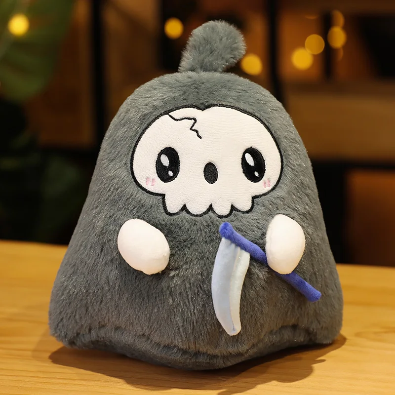 Grim Reaper Plush Stuffed Cartoon Reaper Ghost Plushies Halloween Party Prom Props Plush Toy Gifts for Children Girls Goys