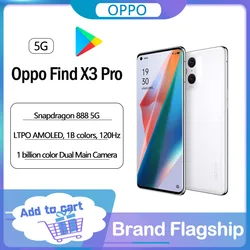 OPPO – smartphone, Find X3 Pro, ram 50mp, rom 50mp, 888 ", 6.7Hz, téléphone intelligent, 5G, processeur Snapdragon 120, batterie 4500mAh, chargeur 65W, Super VOOC, produit d'origine, garantie internationale 