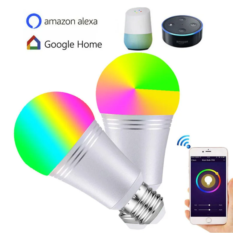 Cellphone WiFi Voice Control RGB Energy Saving Dimming LED Bulb Multicolor Smart Light Bulbs 6W Compatible Alexa Google Cellphone WiFi Voice Control RGB Energy Saving Dimming LED Bulb Multicolor Smart Light Bulbs 6W Compatible Alexa Google
