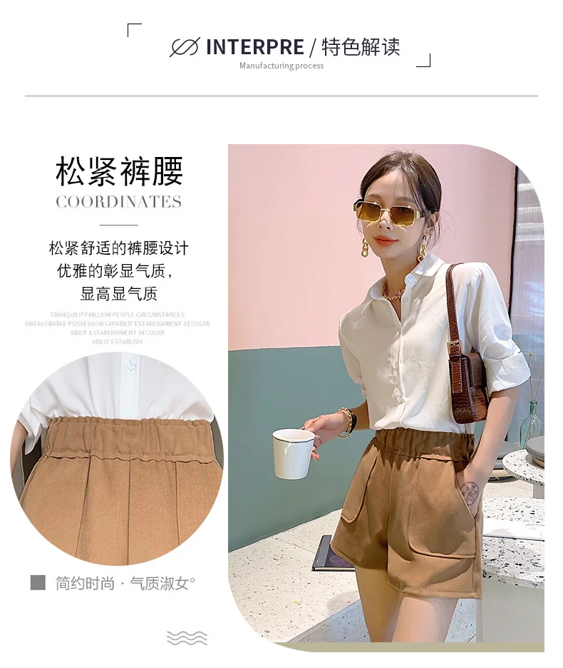 2021 New Spring Autumn British Style Woolen Casual Shorts Black Khaki Brown High Waist Casual Shorts for Woman Shorts short pants