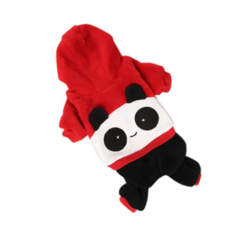 XS-XL собака красные худи «панда» Пальто Теплый Щенок с капюшоном 4-клёш Одежда для собак Толстовка Зимняя одежда для маленькие собаки, питомцы магазин