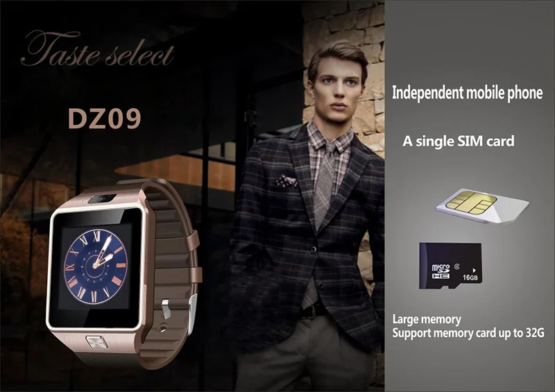 Смарт-часы DZ09 с Bluetooth, умные часы на Android, с функцией подключения телефонных звонков, мужские часы, 2G, GSM, SIM, TF карта, камера для iPhone, samsung, HUAWEI