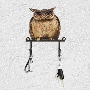 

New Iron Owl Wall Hook Rustic Metal Decorative Vintage Coat Hat key holder Hook Wall Mounted Hanger for kitchen Wall Housekeeper