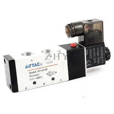 

AC220V 6VA 3/8" Inlet 2 Position 5 Way Solenoid Valve 4V310-10