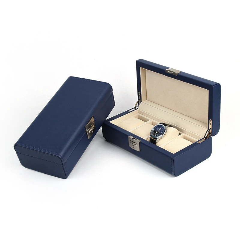 New 4 Slots Watch Case Storage Box Fashion Leather Watch Box Organizer With Lock Women Jewelry Display Holder For Men