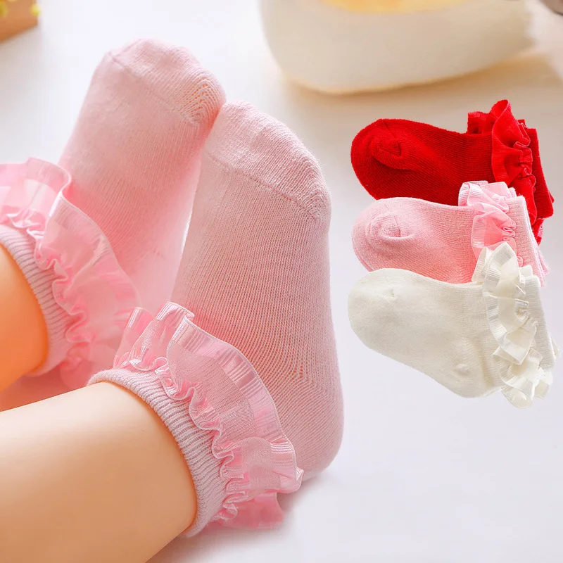 Весна Лето Новорожденные Детские носки Симпатичные Кружева принцесса Baby Girl Boy носки Твердая новорожденный носки recien nacido
