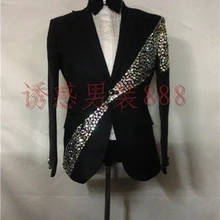 N роскошный таможенный изготовление горный хрусталь бисером шитье черный женский брючный костюм с вышивкой бисером клуб/шоу/красный ковер/смокинг куртка