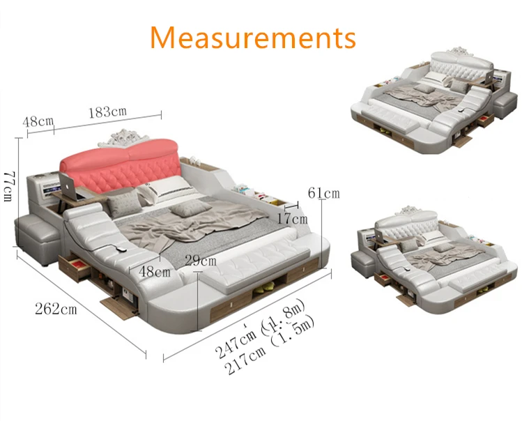 Современная мебель для спальни Многофункциональная Кожаная Массажная кровать