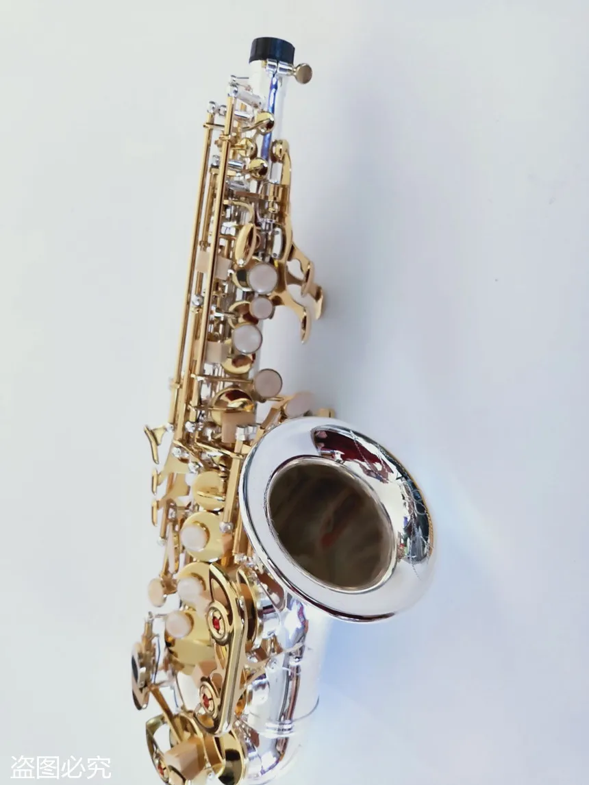 KALUOLIN Sho SC-9937 небольшой изогнутый шейный сопрано саксофон B плоский высококачественный латунный никель посеребренный саксофон с мундштуком Cas