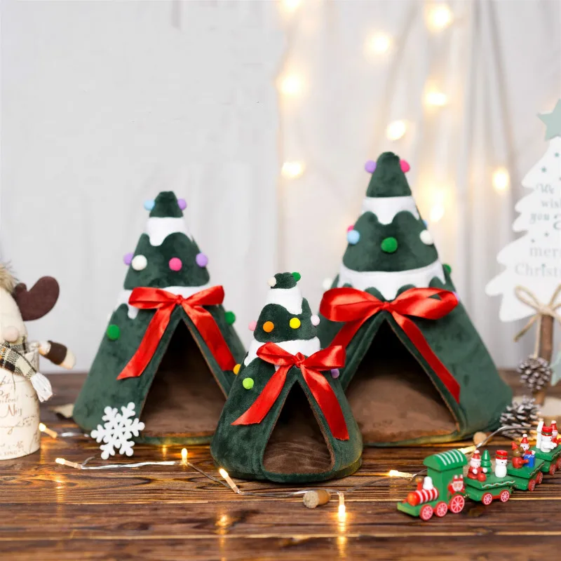 

Christmas tree nest hamster honey bag mini hedgehog Dutch pig rabbit cotton nest small pet winter reptile home house accessories