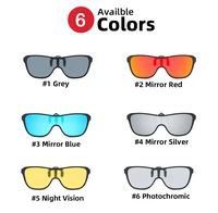 Lunettes de soleil tendance 2026 à clipser, grande monture, polarisées, relevables, pour hommes, adaptées à la conduite, avec verres polarisants miroir bleus et rouges 6