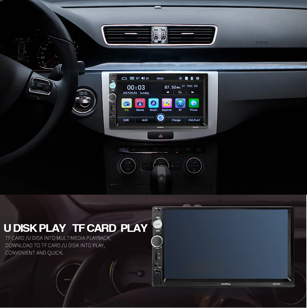 

7 inch Universal Car Multimedia Player 2 Din Car Radio HD Bluetooth MP5 Media Player TF FM Support Rear View Camera 7010plus